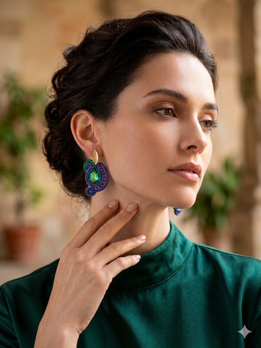 Pendientes Ara combinados azul y verde